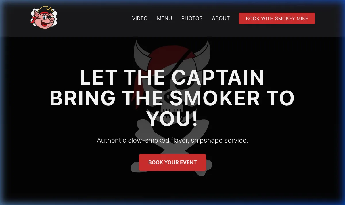 Captain Smokey's BBQ website preview